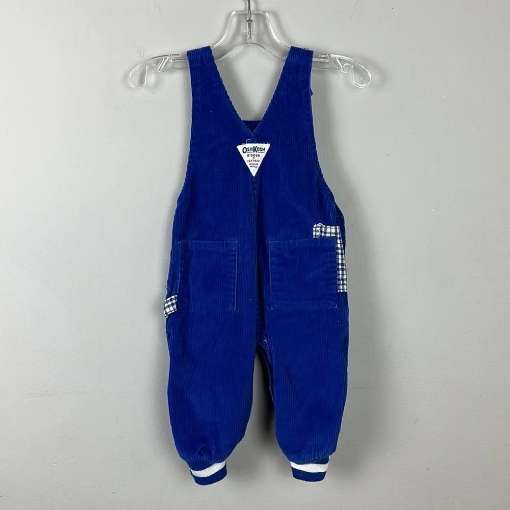 Vintage OshKosh B’gosh Vestbak Blue Corduroy Overalls 3-6 M